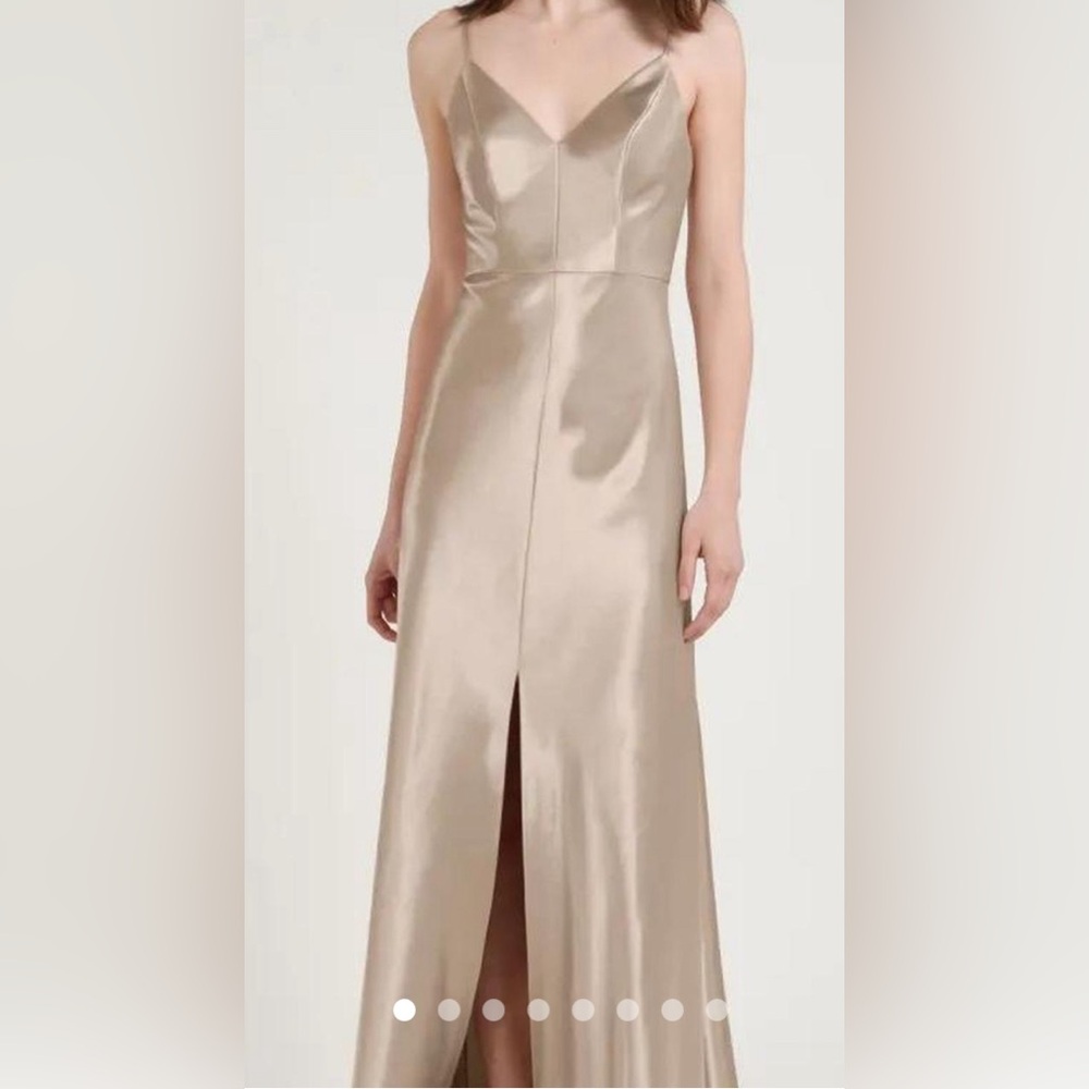 Jenny Yoo Gold Diana V neck dress size 10